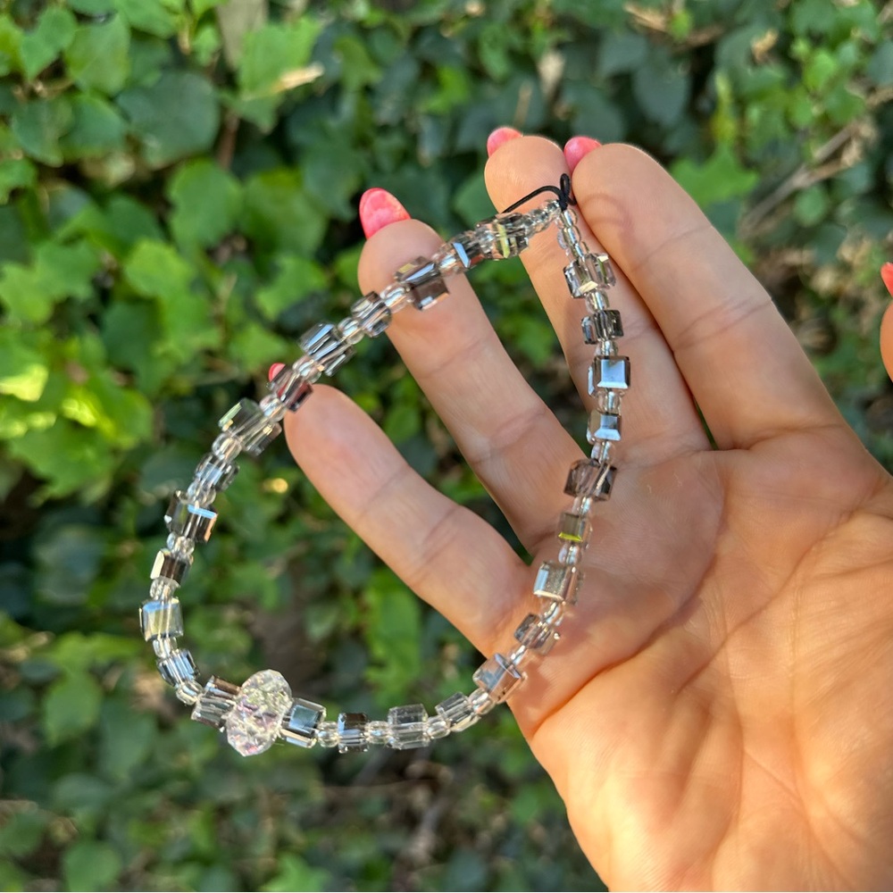 Elegant Smokey Gray Beaded Phone Strap - Picture 3 of 4